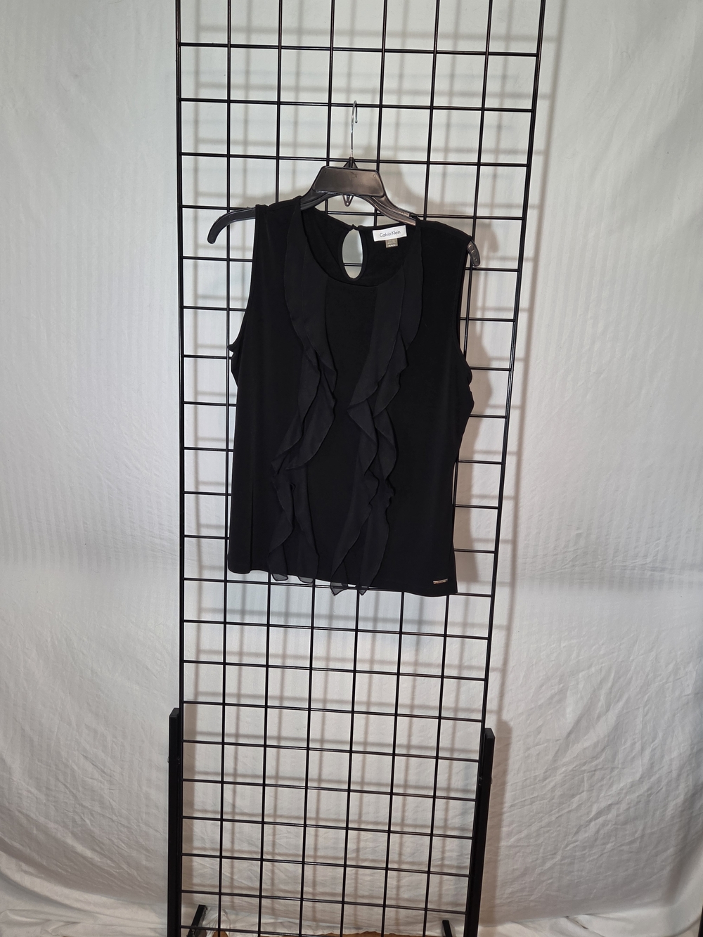 Calvin Klein Black Ruffle Front Sleeveless Camisole